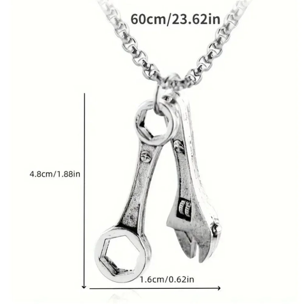 Men's Steel Necklace Construction Mechanic TOOLS Wrench